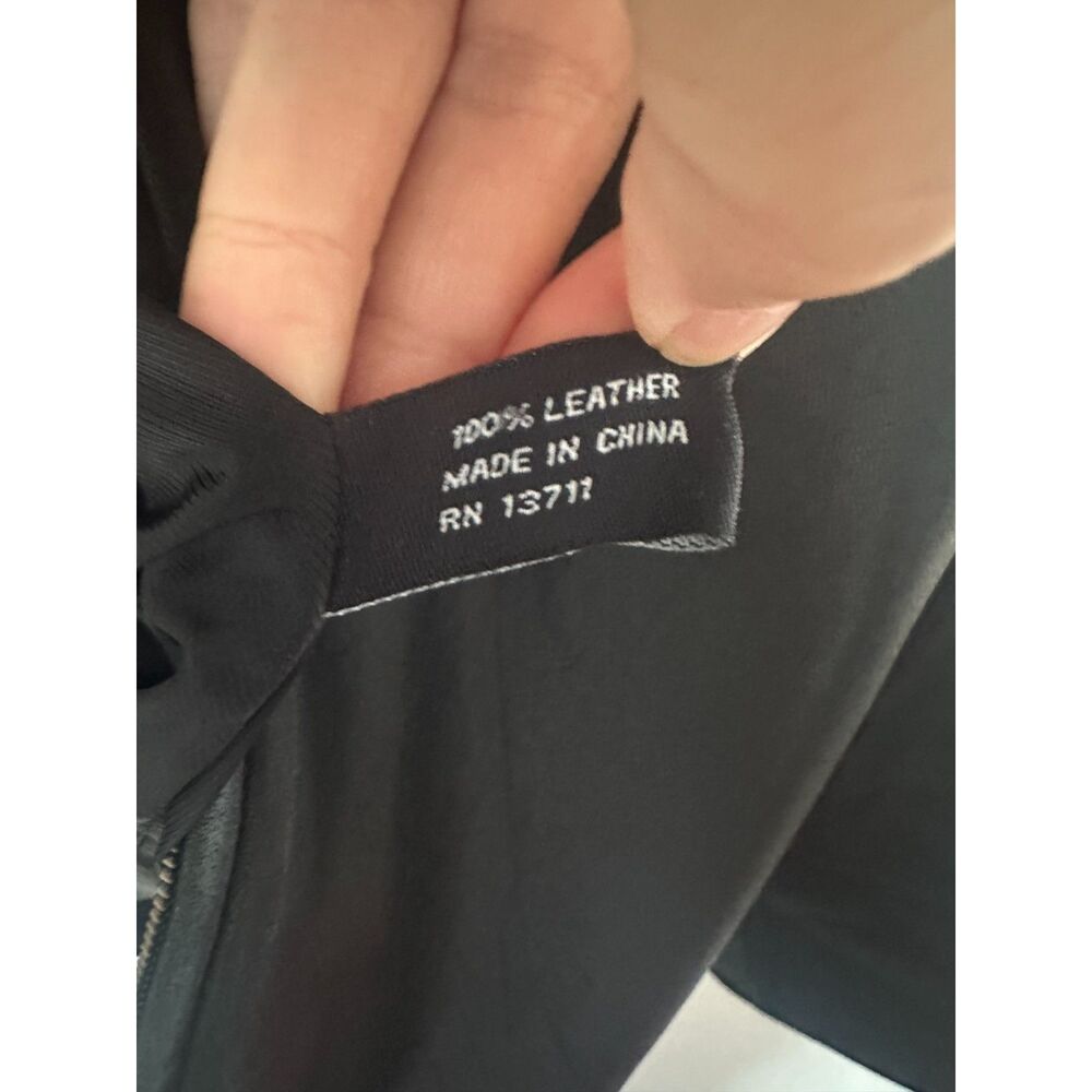 Brandini Leather Jacket Men's Large Black Lamb Leather Bomber Full Zip Lined - Picture 7 of 8
